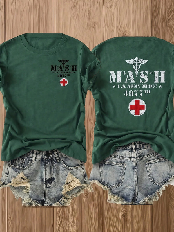Double-Sided Printed Colored Cotton T-Shirt Comfortable, Stylish With Minimalist Design, Casual & Versatile, INS Style Mash Army Medical Unit 4077th 100 Percent Cotton Graphic Tees T Shirt